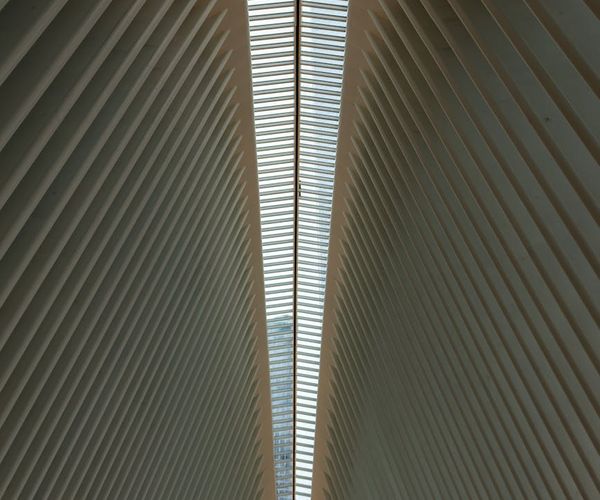 Symmetric architectural lines with soft warm light highlights
